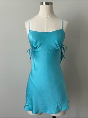 Vintage Turquoise Silk Slip